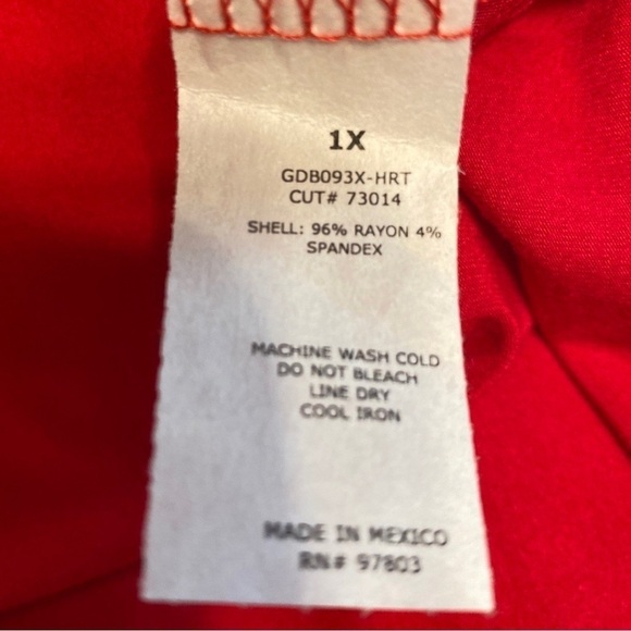 Green Envelope Los Angeles Red Short Sleeve Dress 1X NEW - Picture 4 of 4